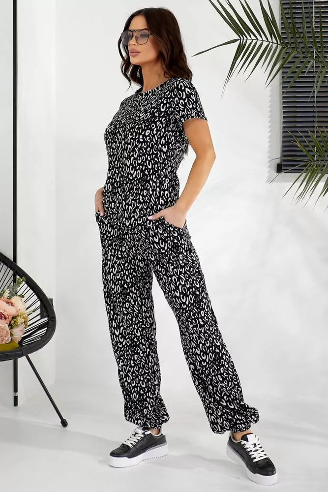 Купить Костюм женский повседневный с принтом, цвет черный, 257R815-2 - Фото №6