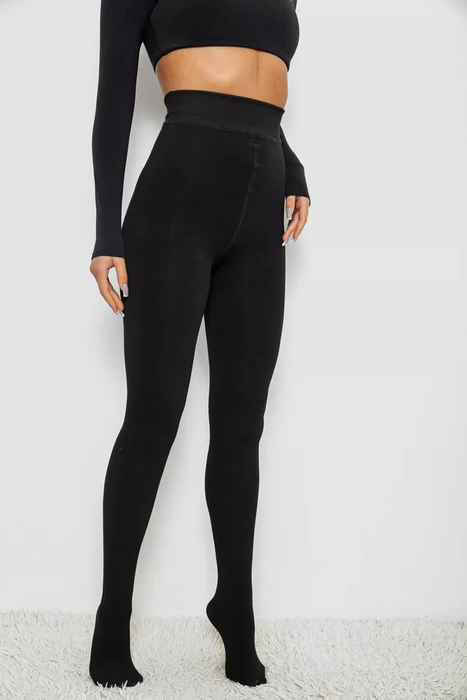 Купить Колготы женские утепленные на меху, цвет черный, 139RF811 - Фото №3