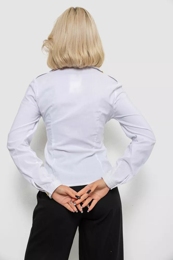 Купить Рубашка женская однотонная  -уценка, цвет белый, 230R211-U-34 - Фото №4