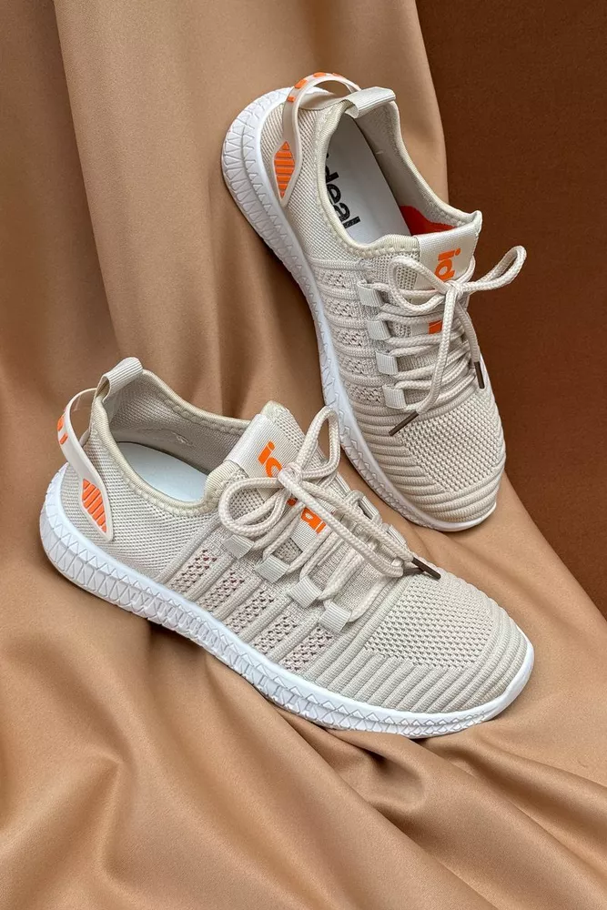 Купити Кросівки жіночі  текстиль, колір бежевий, 243RF68 - Фото №1