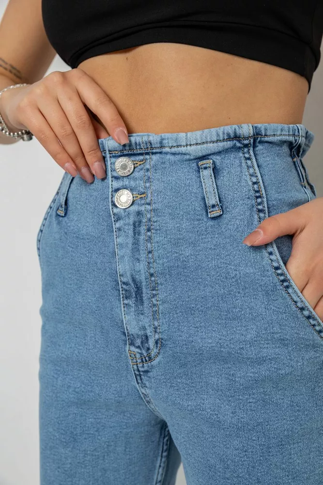 Купити Джинси жіночі Mom-fit, колір блакитний, 244R1640S20 оптом - Фото №5