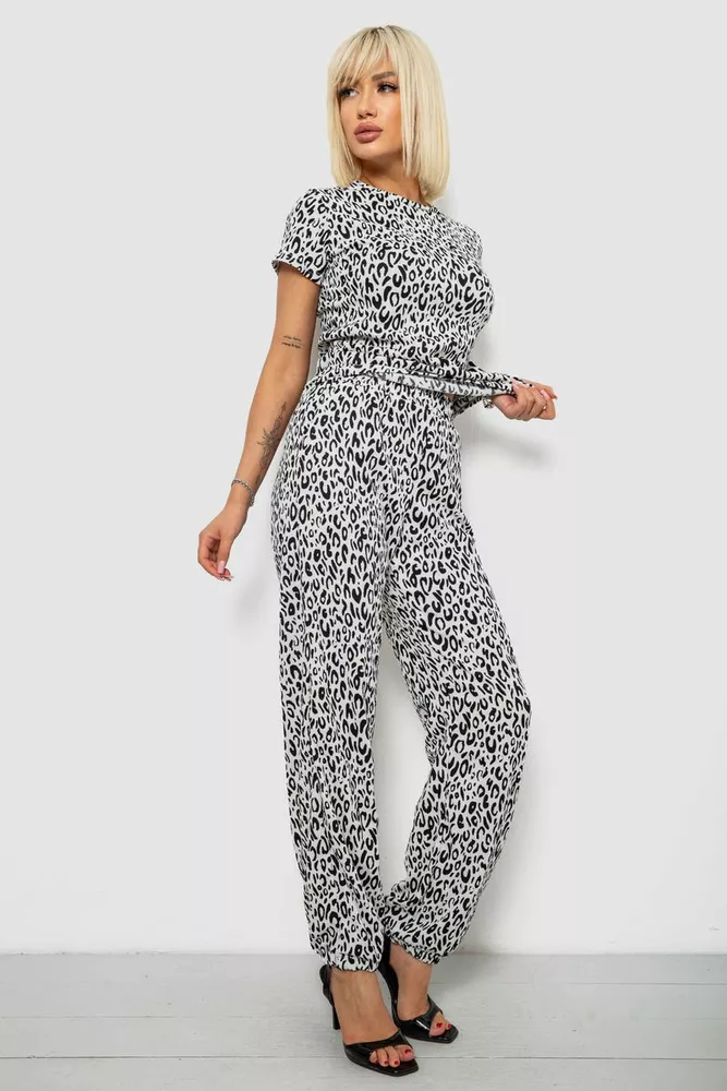 Купить Костюм женский повседневный с принтом, цвет молочный, 257R815-2 оптом - Фото №3