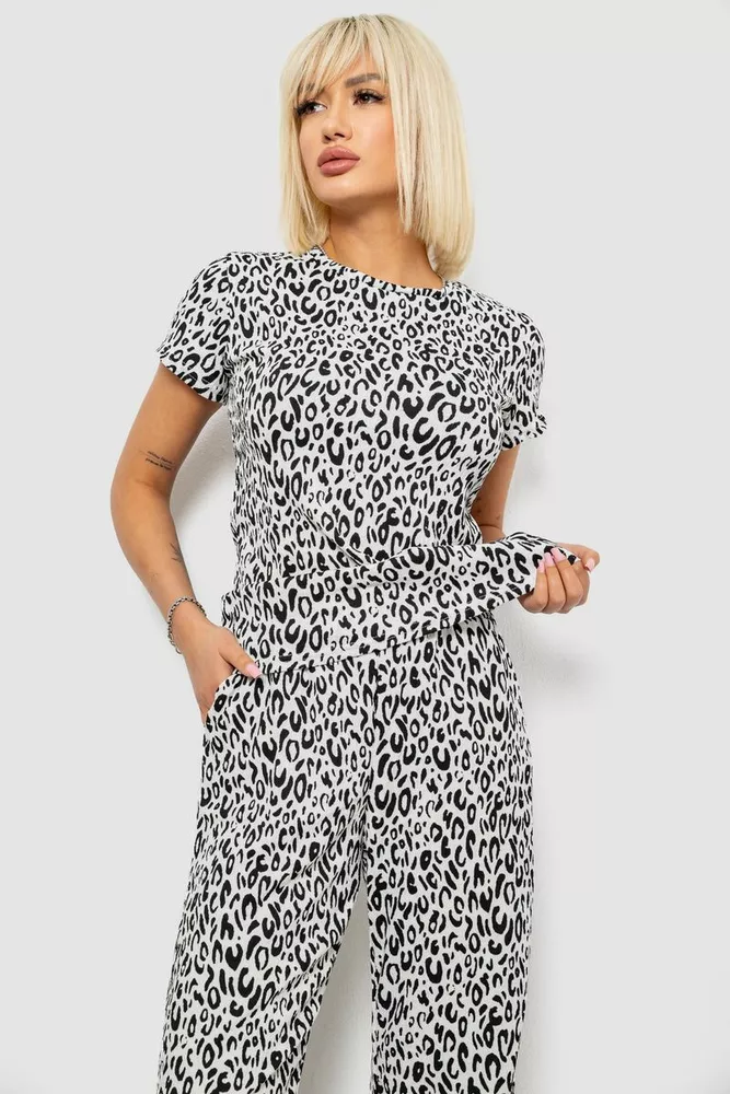 Купить Костюм женский повседневный с принтом, цвет молочный, 257R815-2 оптом - Фото №2