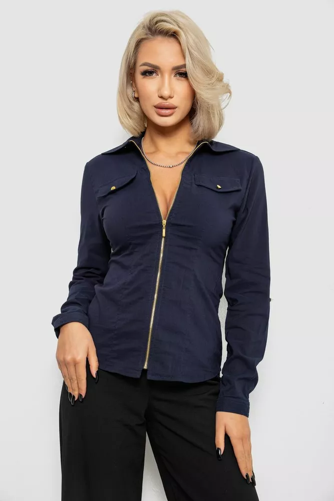 Купити Сорочка жіноча однотонна  -уцінка, колір синій, 230R303-U-104 оптом - Фото №1