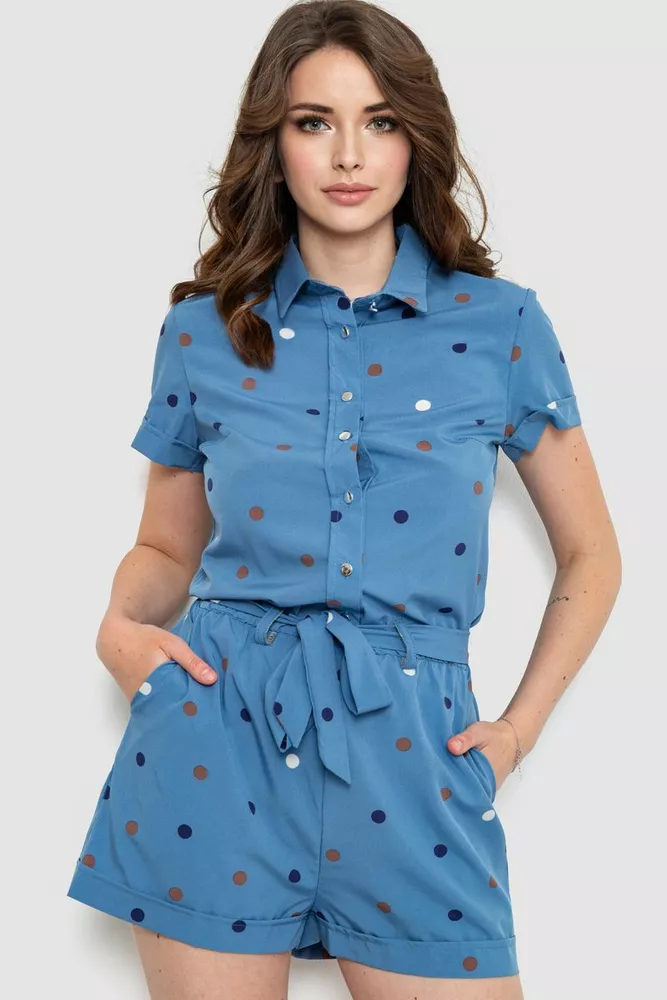 Купити Жіночий комбінезон в горох, колір джинс, 230R160-5 - Фото №1