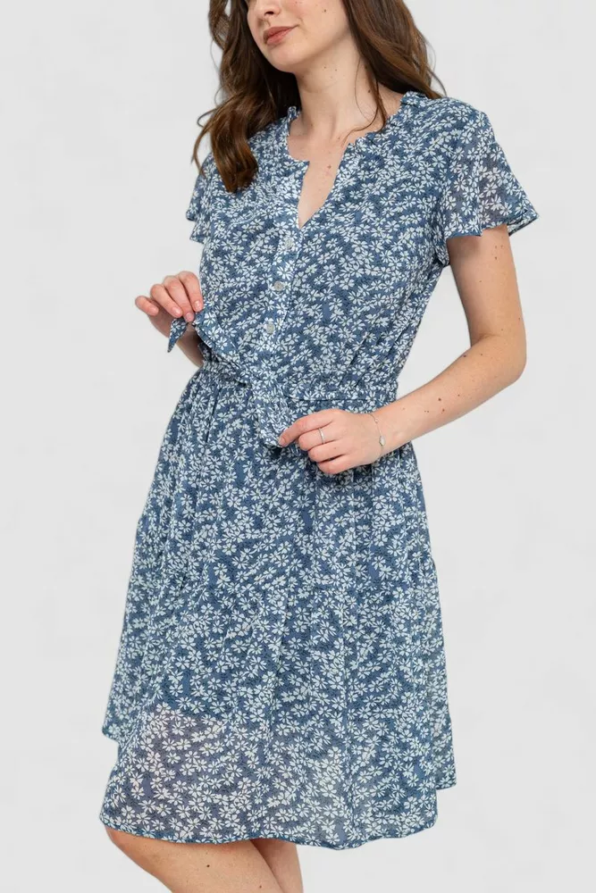 Купити Сукня шифонова, колір джинс, 230R023-1 оптом - Фото №4