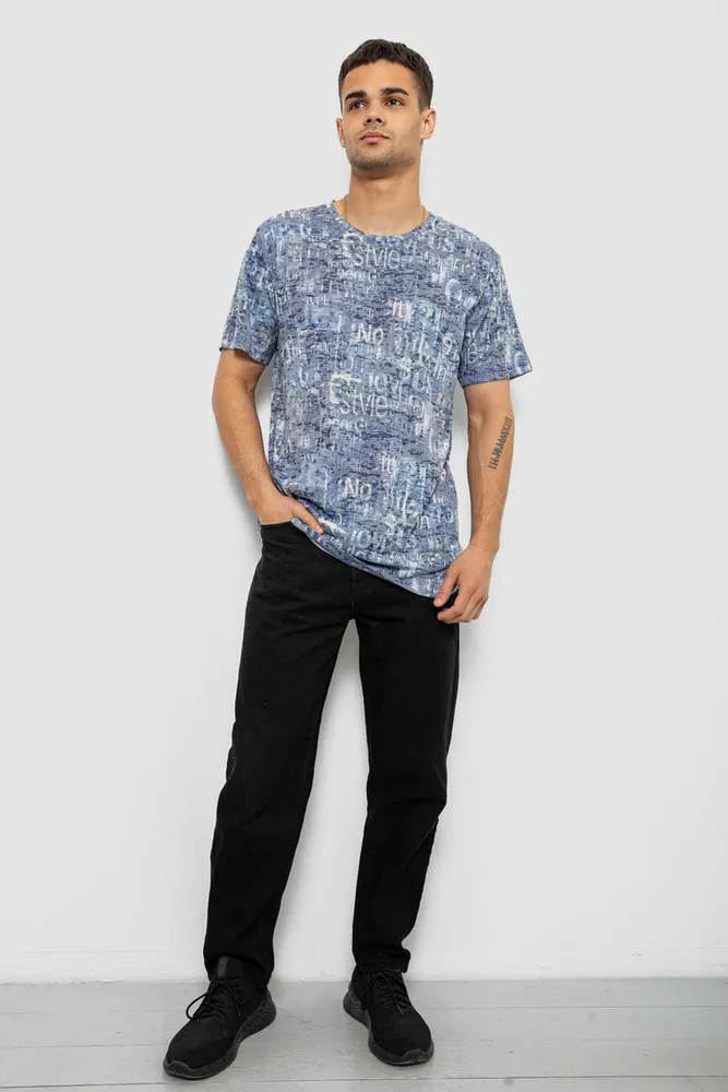 Купити Футболка чоловіча з принтом 244R5559, колір Джинс - Фото №2
