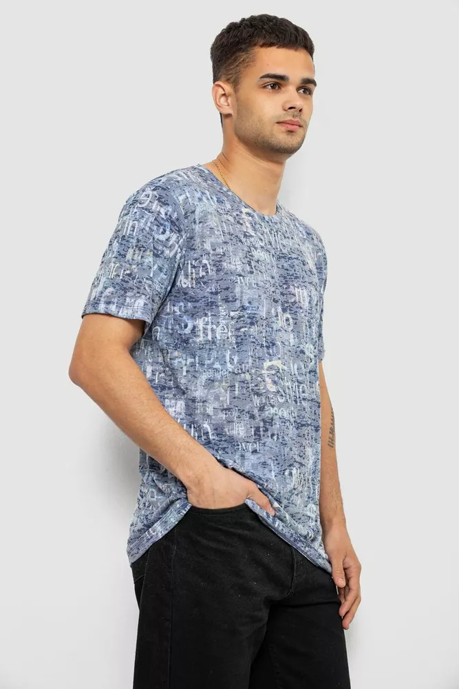 Купити Футболка чоловіча з принтом 244R5559, колір Джинс - Фото №3