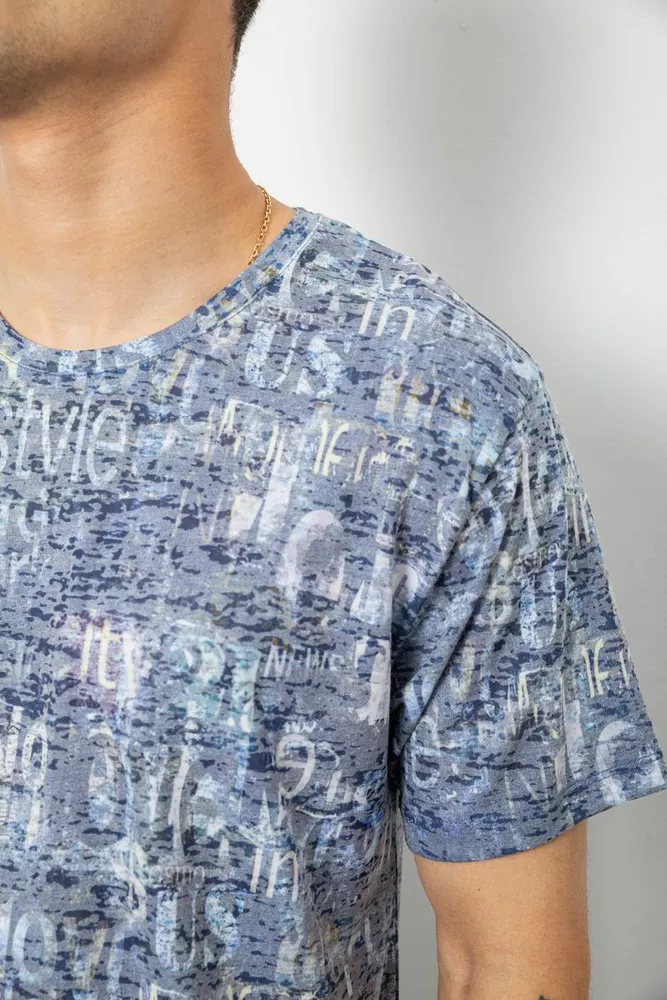 Купити Футболка чоловіча з принтом 244R5559, колір Джинс - Фото №5