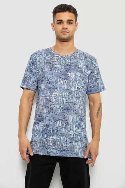 Футболка чоловіча з принтом 244R5559, колір Джинс