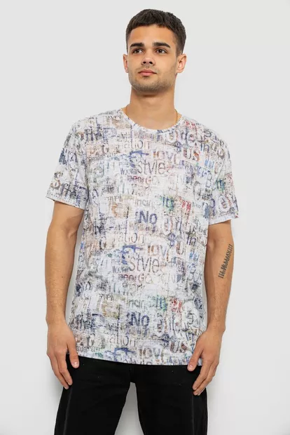 Футболка чоловіча з принтом 244R5559, колір Молочний