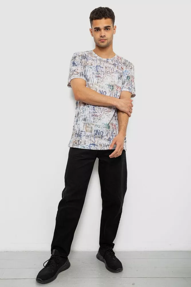 Купить Футболка мужская с принтом 244R5559, цвет Молочный - Фото №2