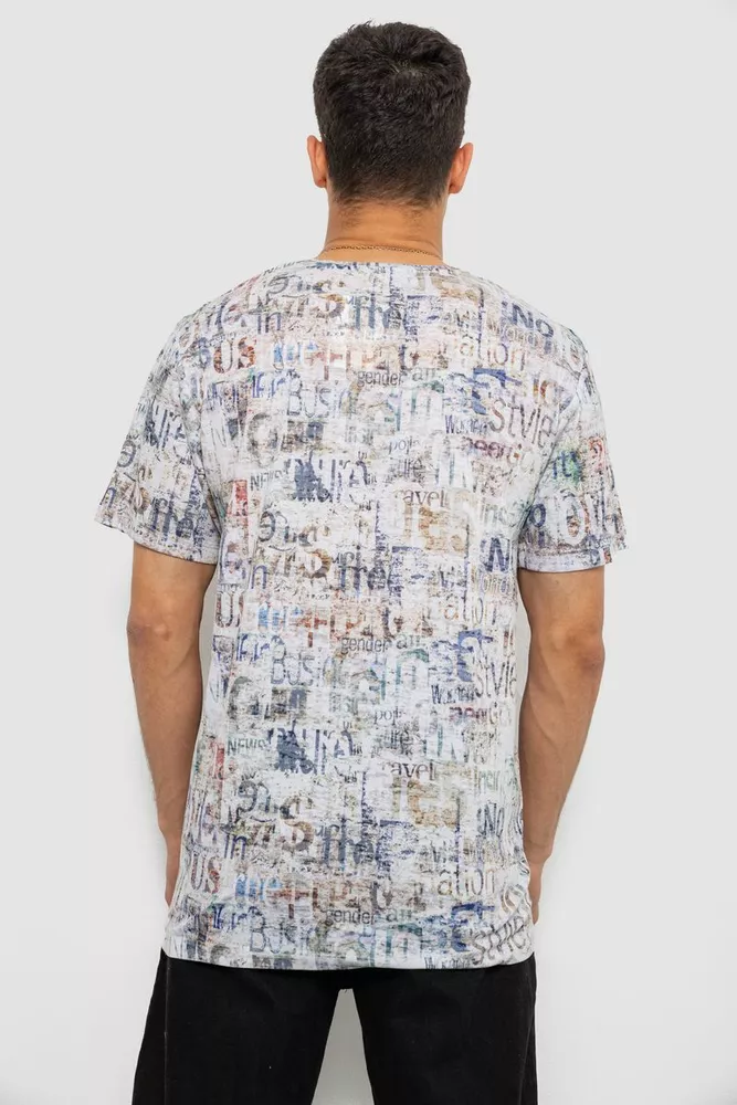 Купить Футболка мужская с принтом 244R5559, цвет Молочный - Фото №4