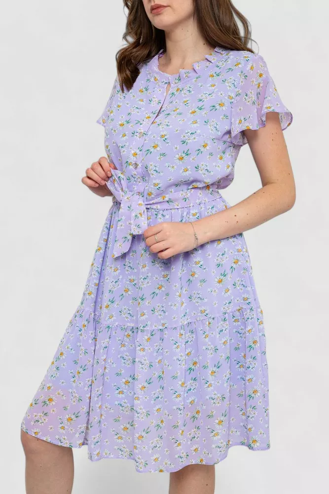 Купити Сукня шифонова, колір бузковий, 230R023-1 оптом - Фото №3