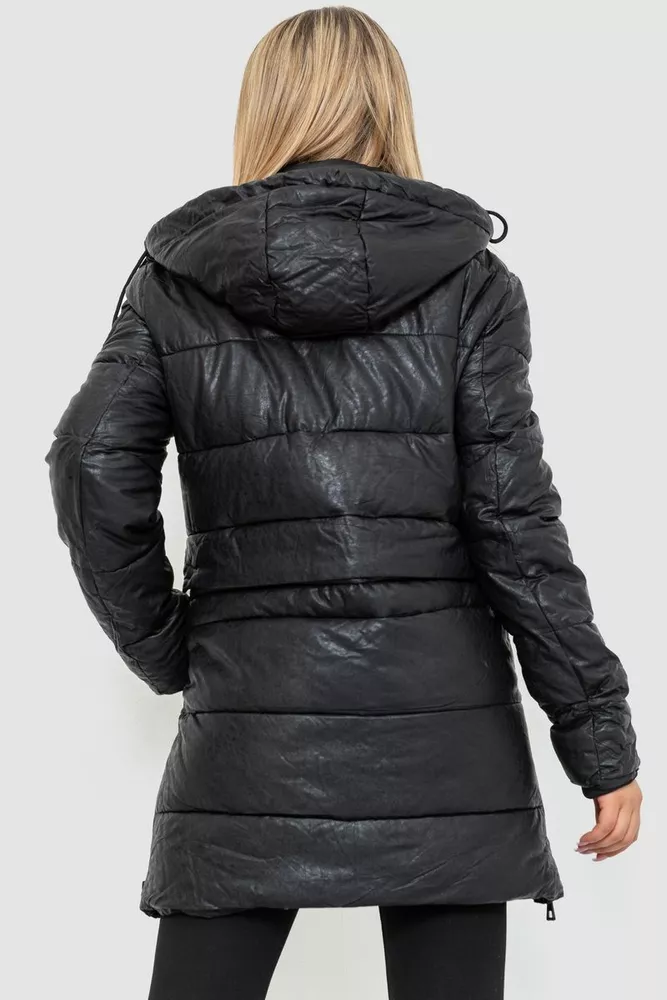 Купити Куртка женская экокожа, колір чорний, 244R1797 оптом - Фото №4