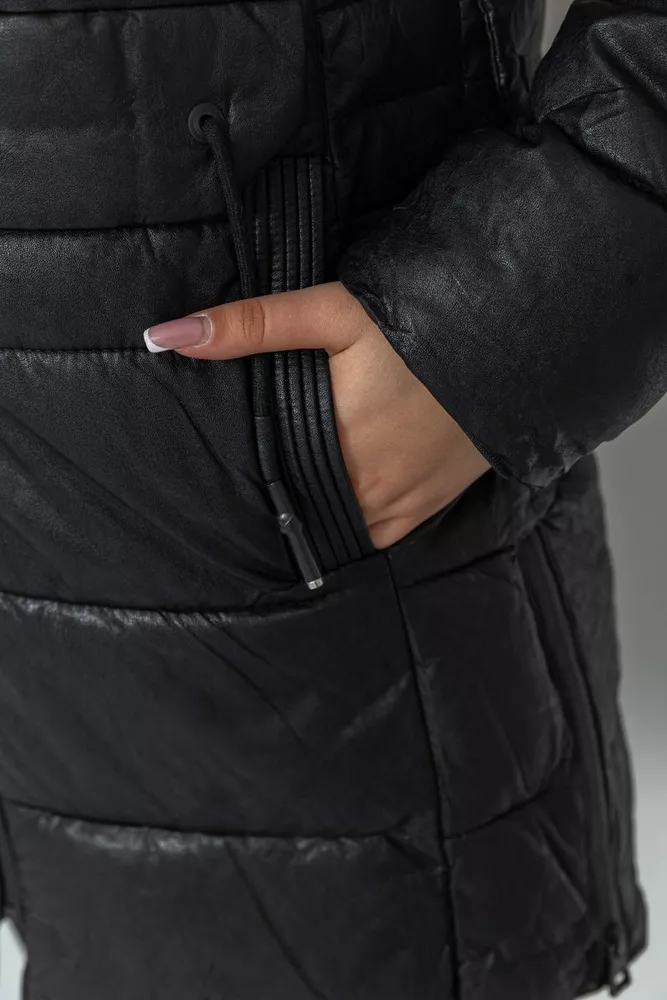 Купити Куртка женская экокожа, колір чорний, 244R1797 оптом - Фото №6