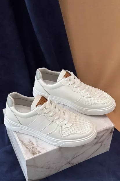 Кеды мужские, цвет бело-серый, 248RR121