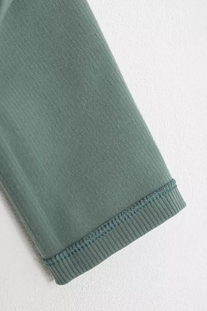 Купить Лосины однотонные в рубчик утепленные на флисе  -уценка, цвет оливковый, 238R605-U-22 - Фото №6