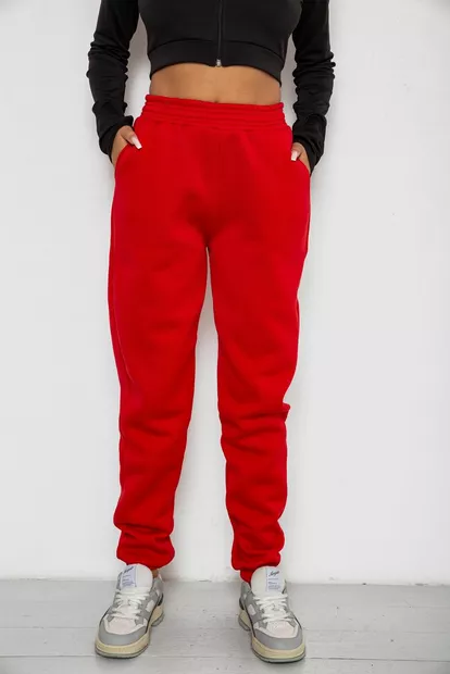 Спортивные штаны женские на флисе  -уценка, цвет красный, 238R57828-U-38