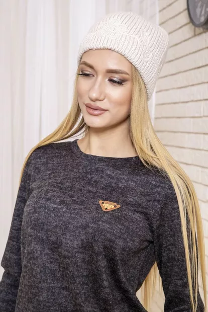 Однотонная женская шапка, бежевого цвета, 167R015