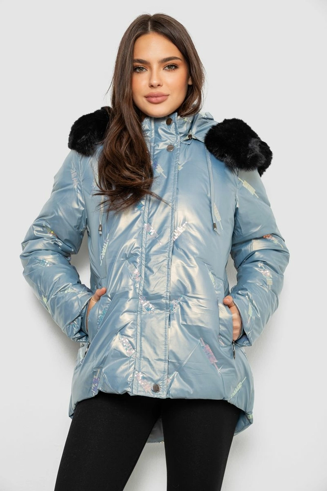 Купить Куртка женская зимняя короткая, цвет голубой, 244R22-832 - Фото №1