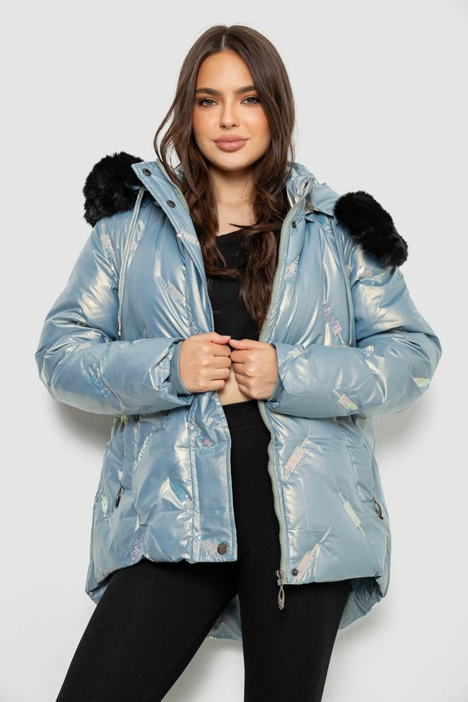 Купить Куртка женская зимняя короткая, цвет голубой, 244R22-832 - Фото №2
