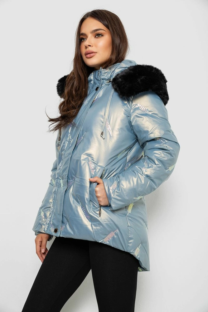 Купить Куртка женская зимняя короткая, цвет голубой, 244R22-832 - Фото №4