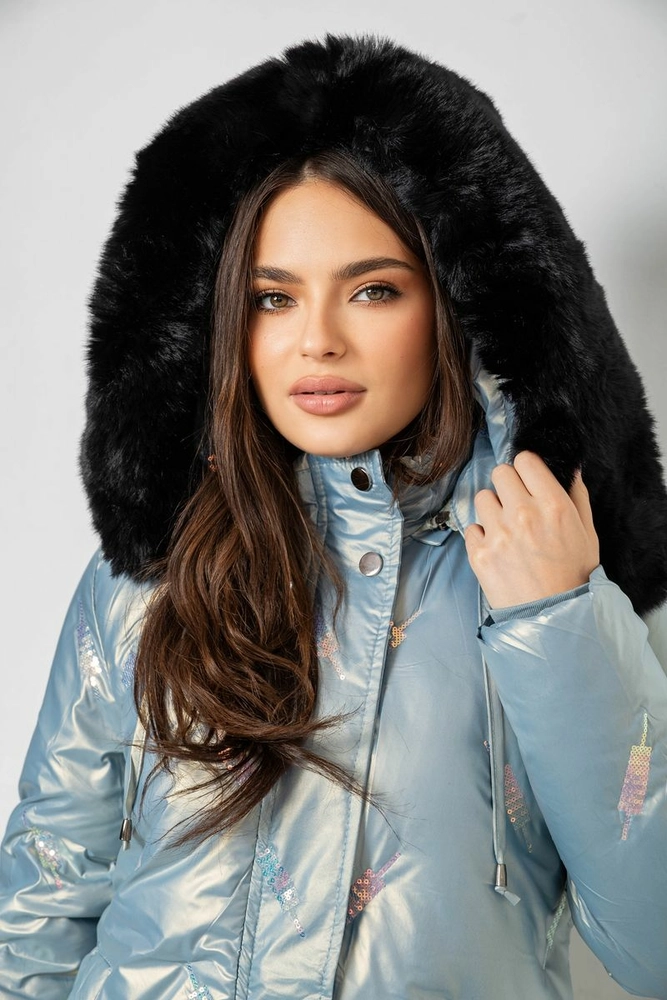 Купить Куртка женская зимняя короткая, цвет голубой, 244R22-832 - Фото №6