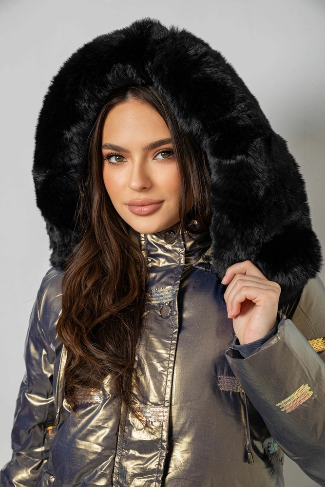 Купить Куртка женская зимняя короткая, цвет серый, 244R22-832 - Фото №6