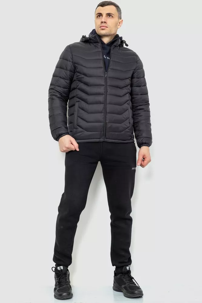 Купити Куртка чоловіча демісезонна з капюшоном, колір чорний, 234R902 - Фото №2