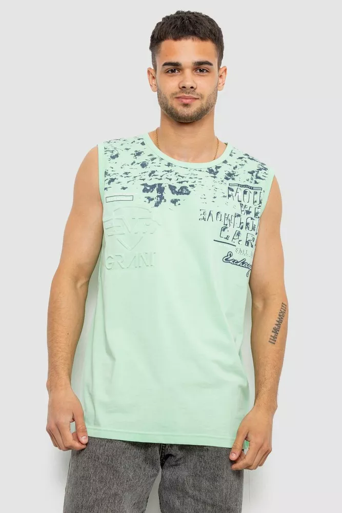 Купить Майка мужская с принтом, цвет мятный, 244R1213 - Фото №1