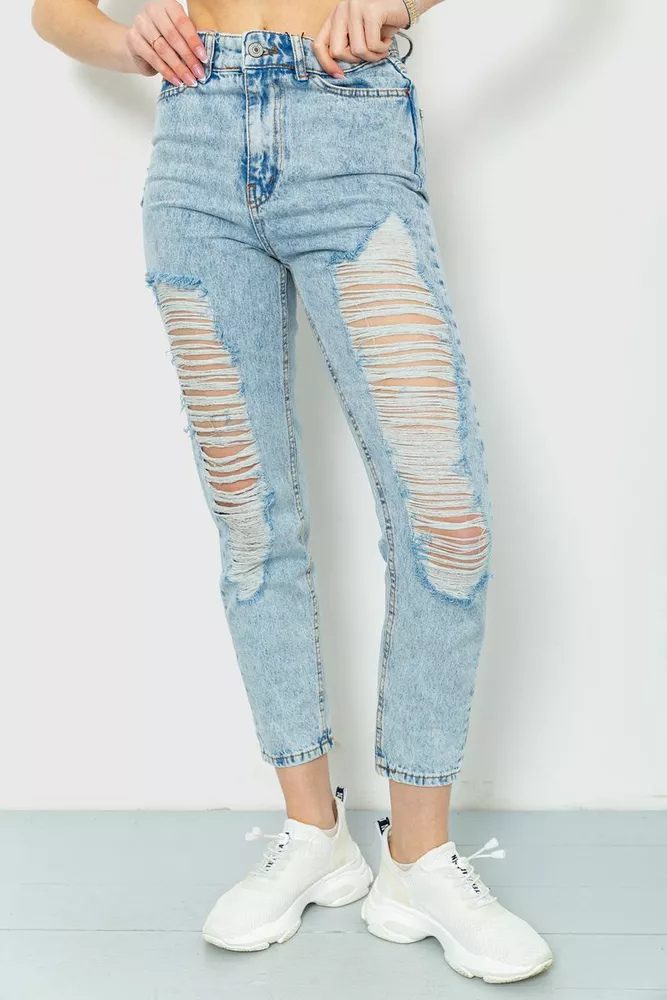 Купити Джинси жіночі MOM, колір блакитний, 164R5570 оптом - Фото №1