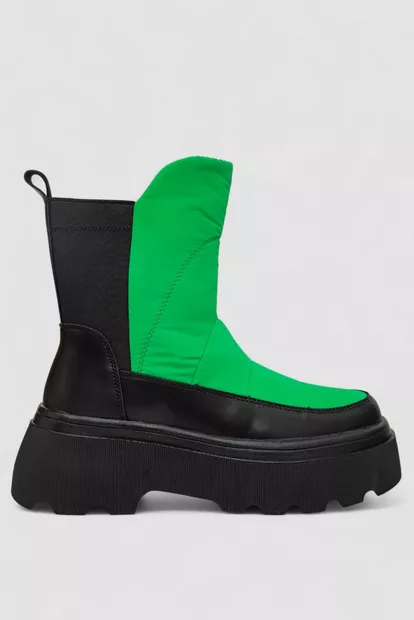 Ботинки женские зимние на меху, цвет зеленый, 243R90