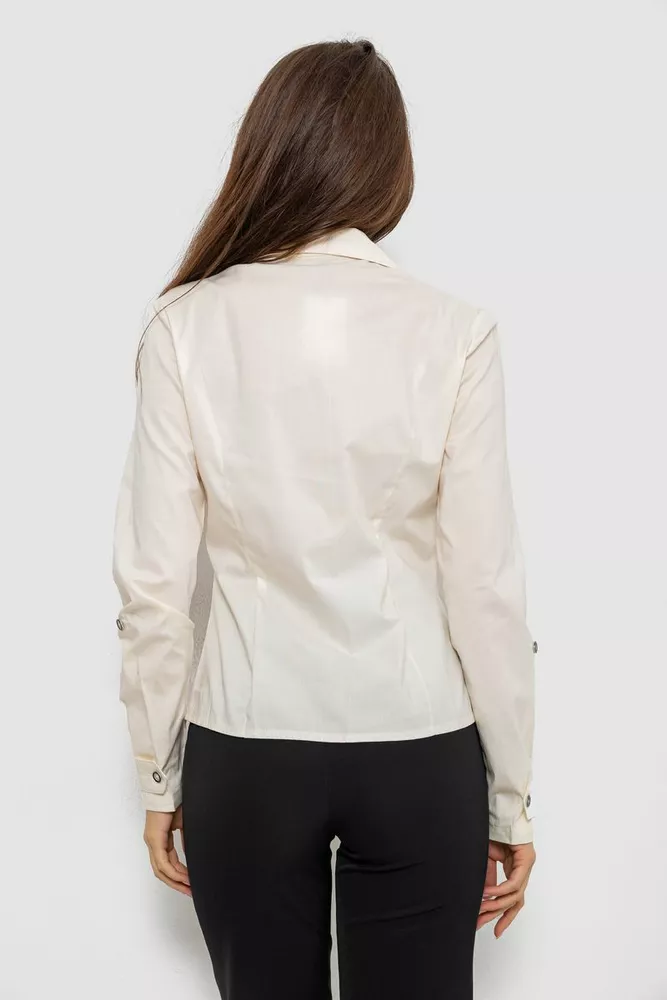 Купить Рубашка женская однотонная, цвет кремовый, 230R068-8 - Фото №4
