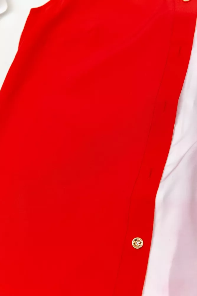 Купити Блуза двухцветная  -уцінка, колір червоний, 230R99-U-15 - Фото №2