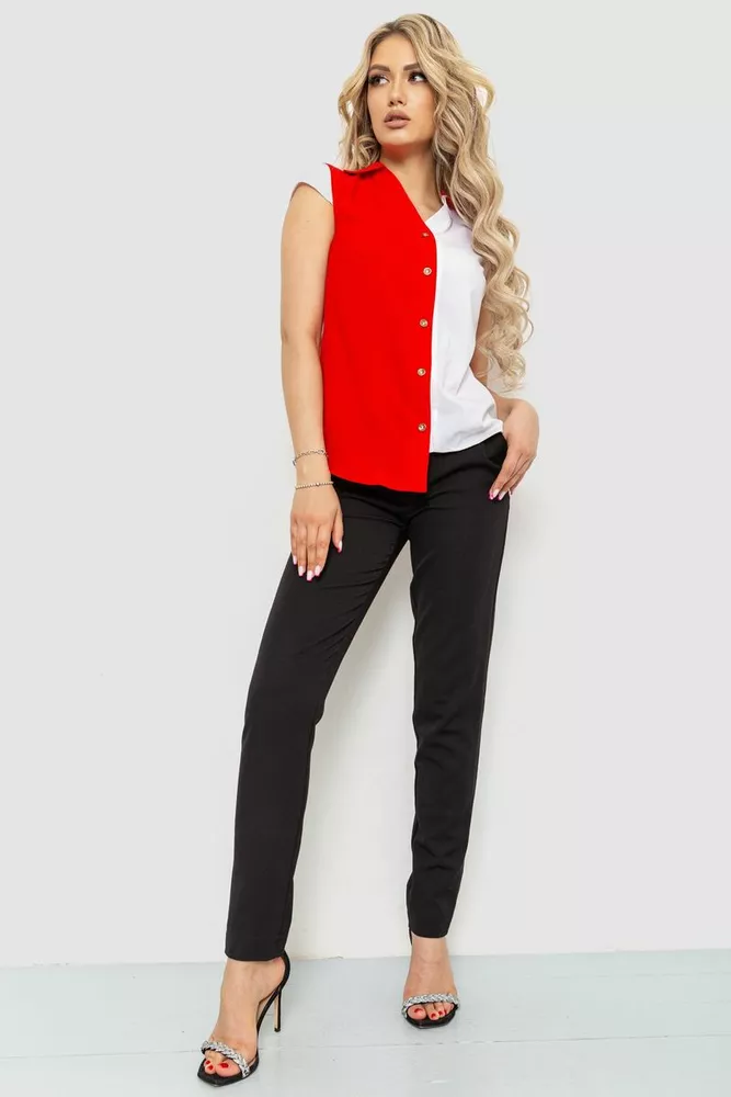 Купити Блуза двухцветная  -уцінка, колір червоний, 230R99-U-15 - Фото №3