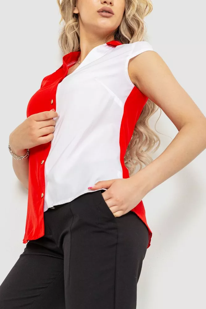 Купити Блуза двухцветная  -уцінка, колір червоний, 230R99-U-15 - Фото №4