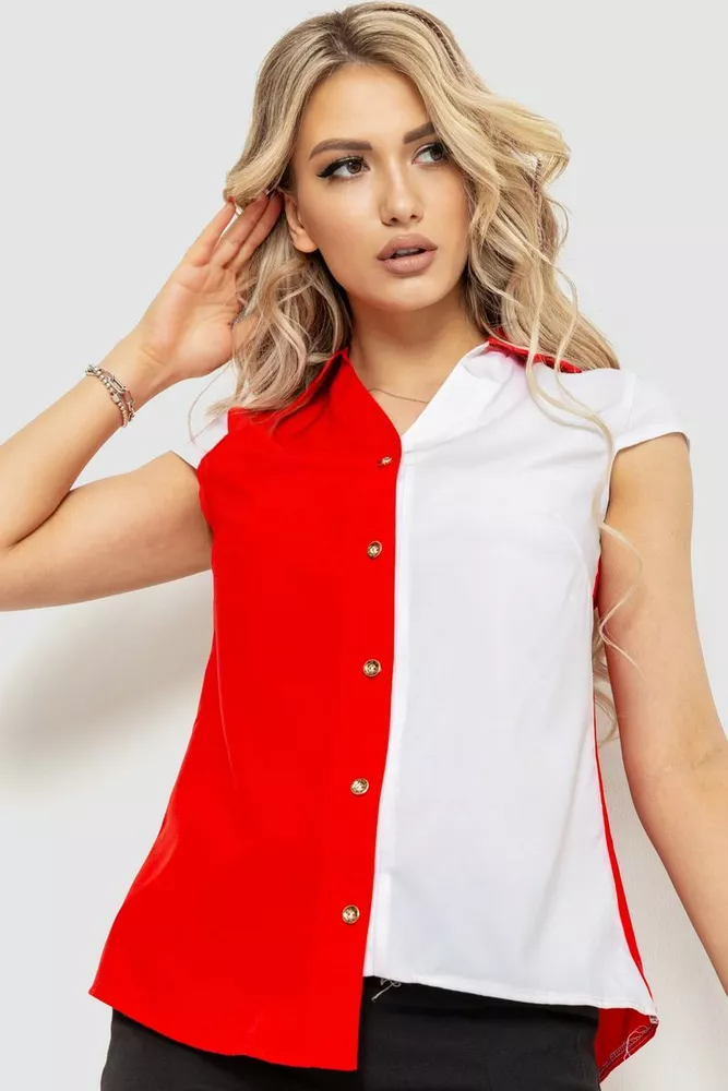 Купити Блуза двухцветная  -уцінка, колір червоний, 230R99-U-15 - Фото №1