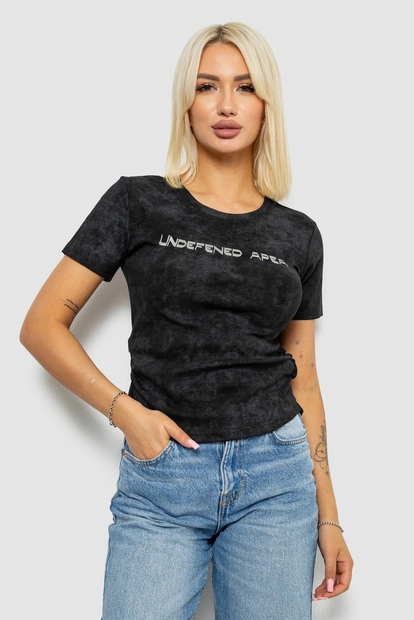 Футболка женская с принтом, цвет черный, 221R3309