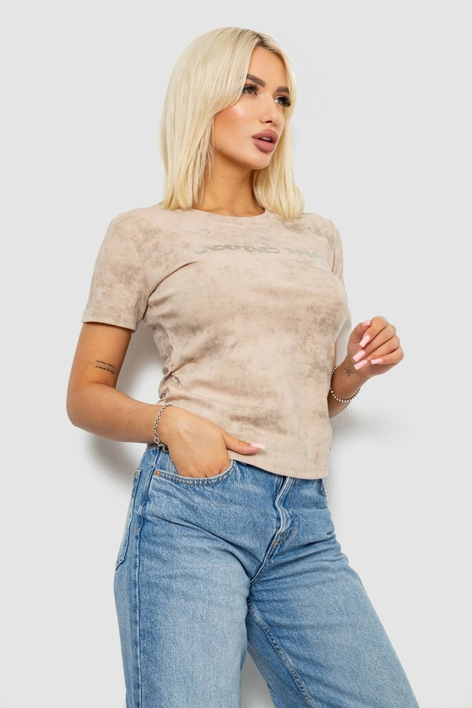Купить Футболка женская с принтом, цвет светло-бежевый, 221R3309 - Фото №3