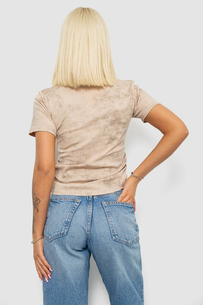 Купить Футболка женская с принтом, цвет светло-бежевый, 221R3309 - Фото №4