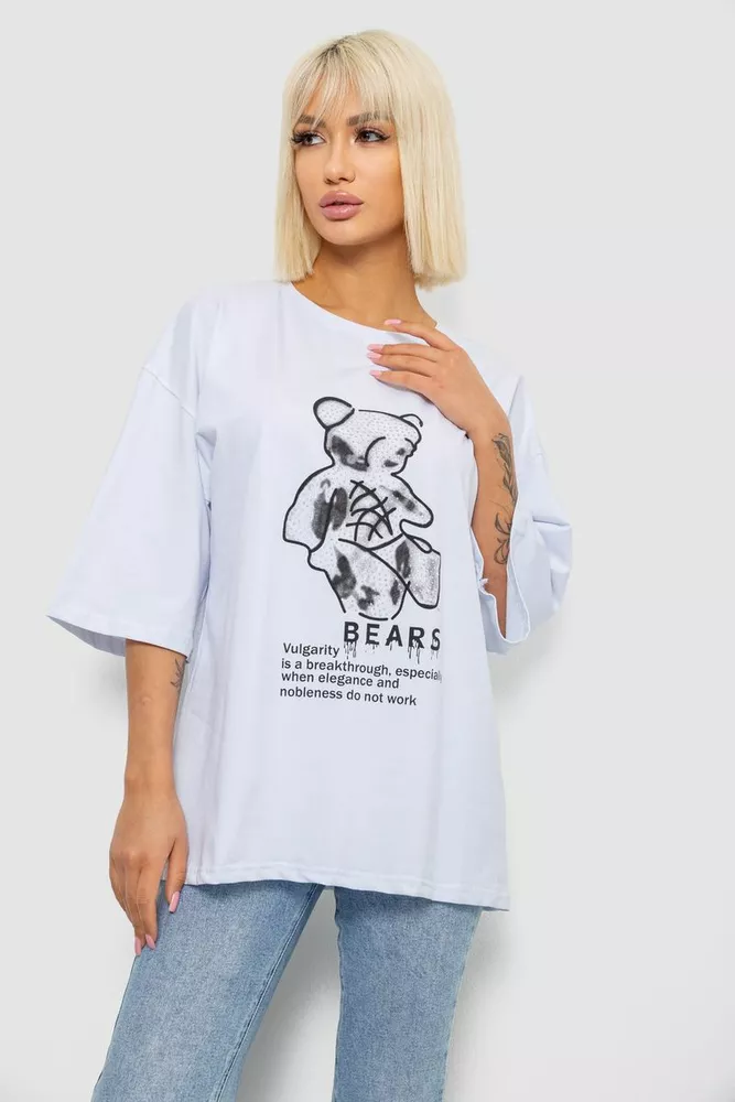 Купити Футболка жіноча з принтом  -уцінка, колір білий, 244R2029-5-U - Фото №1