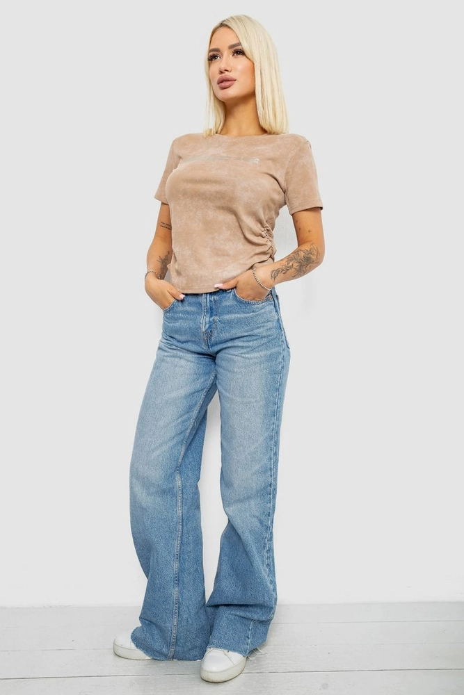 Купить Футболка женская с принтом, цвет бежевый, 221R3309 - Фото №2