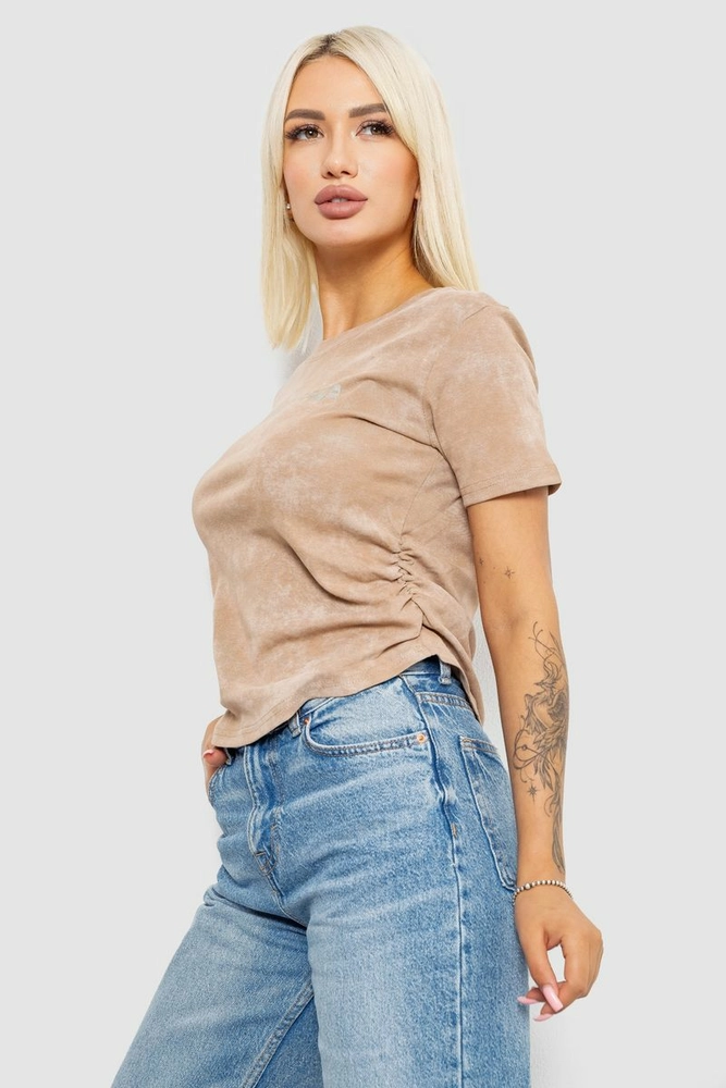 Купить Футболка женская с принтом, цвет бежевый, 221R3309 - Фото №3