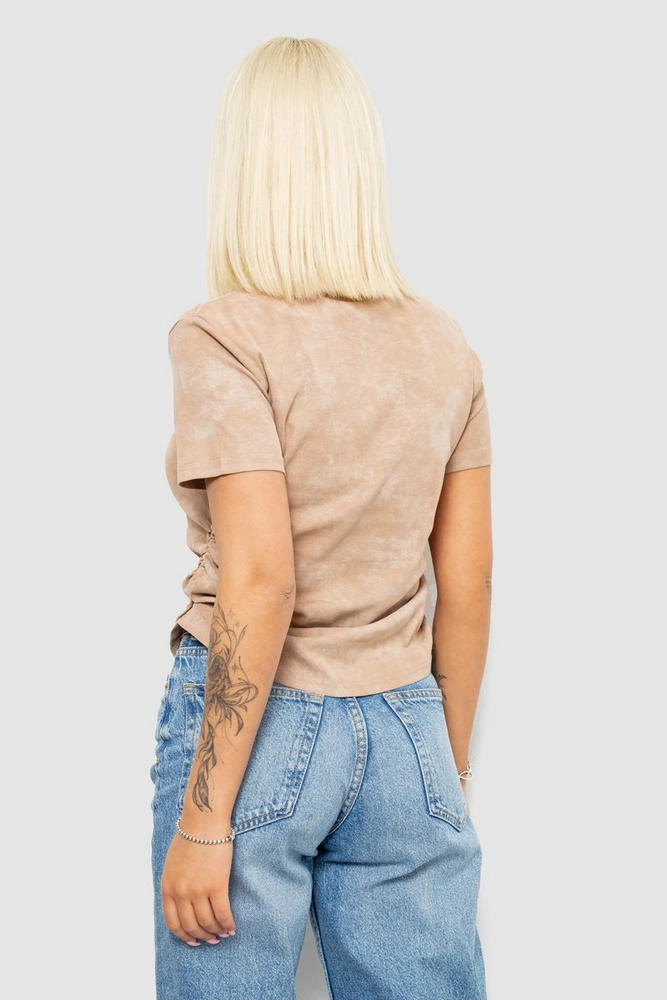Купить Футболка женская с принтом, цвет бежевый, 221R3309 - Фото №4