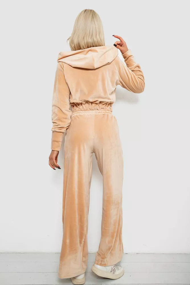 Купить Спортивный костюм женский велюровый  -уценка, цвет бежевый, 257R4125-U-1 - Фото №4