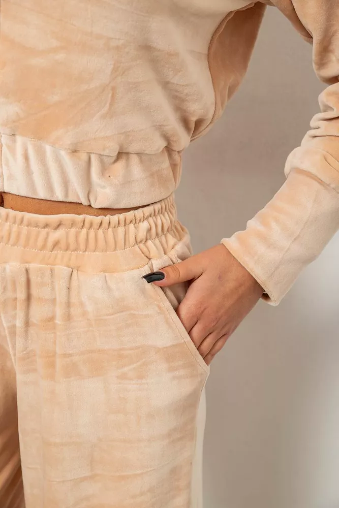 Купить Спортивный костюм женский велюровый  -уценка, цвет бежевый, 257R4125-U-1 - Фото №6