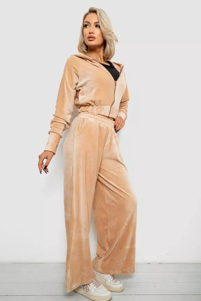 Купить Спортивный костюм женский велюровый  -уценка, цвет бежевый, 257R4125-U-1 - Фото №1