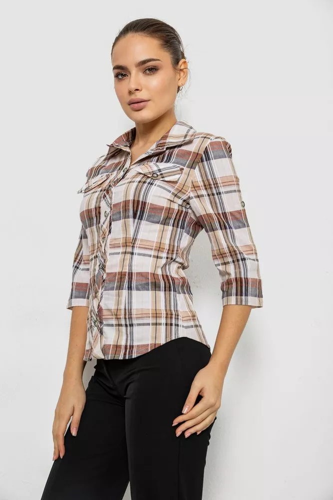 Купить Рубашка женская  230R063-25, цвет Бежевый - Фото №3