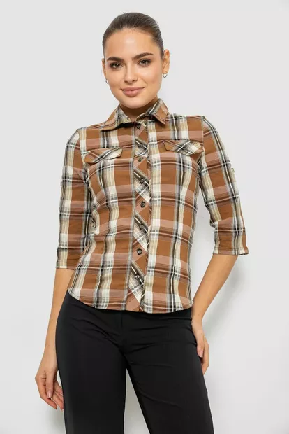 Рубашка женская  230R063-25, цвет Коричневый